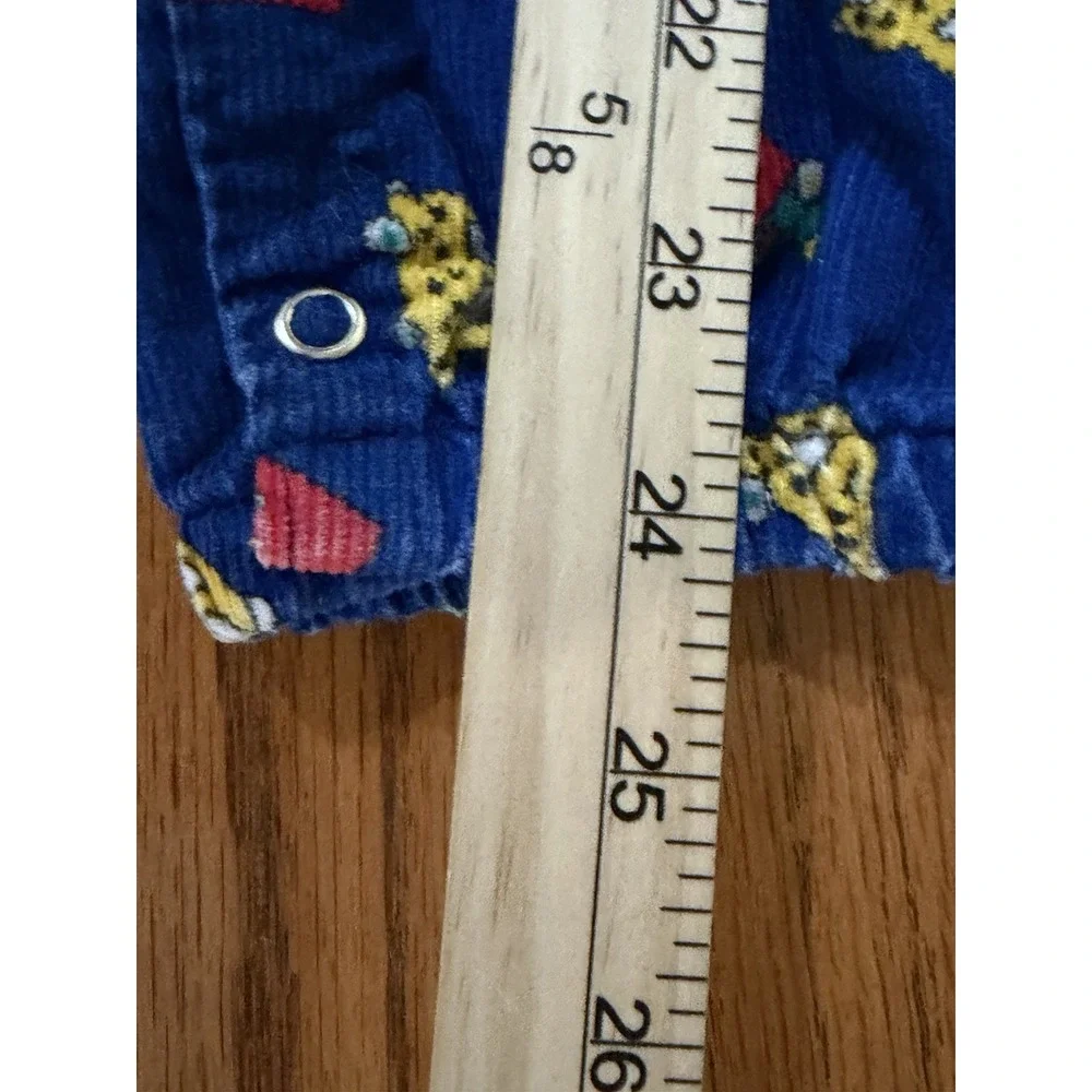 Vintage Toddletime Kids Blue Corduroy Cars Trucks Overalls Size 12 Months USA